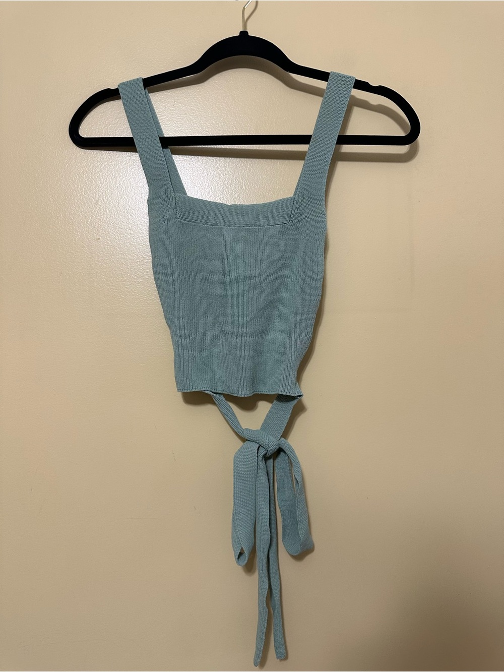 Urban Outfitters Knit Tie Back Crop Top Womens XS Sage Green